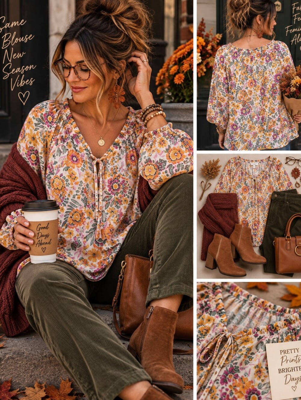 LC Lauren Conrad Floral Peasant Blouse Petite XL PXL Boho Cottagecore Top